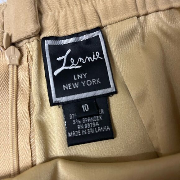 VTG 90s Lemmie Tan Faux Suede Midi Skirt w/ Black Contrast Stitching SZ 10 - Picture 3 of 7